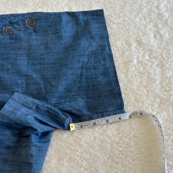 ISAAC MIZRAHI Shorts Women's Blue Mid Rise Size 8 Cotton Button Design Pockets - Picture 8 of 8